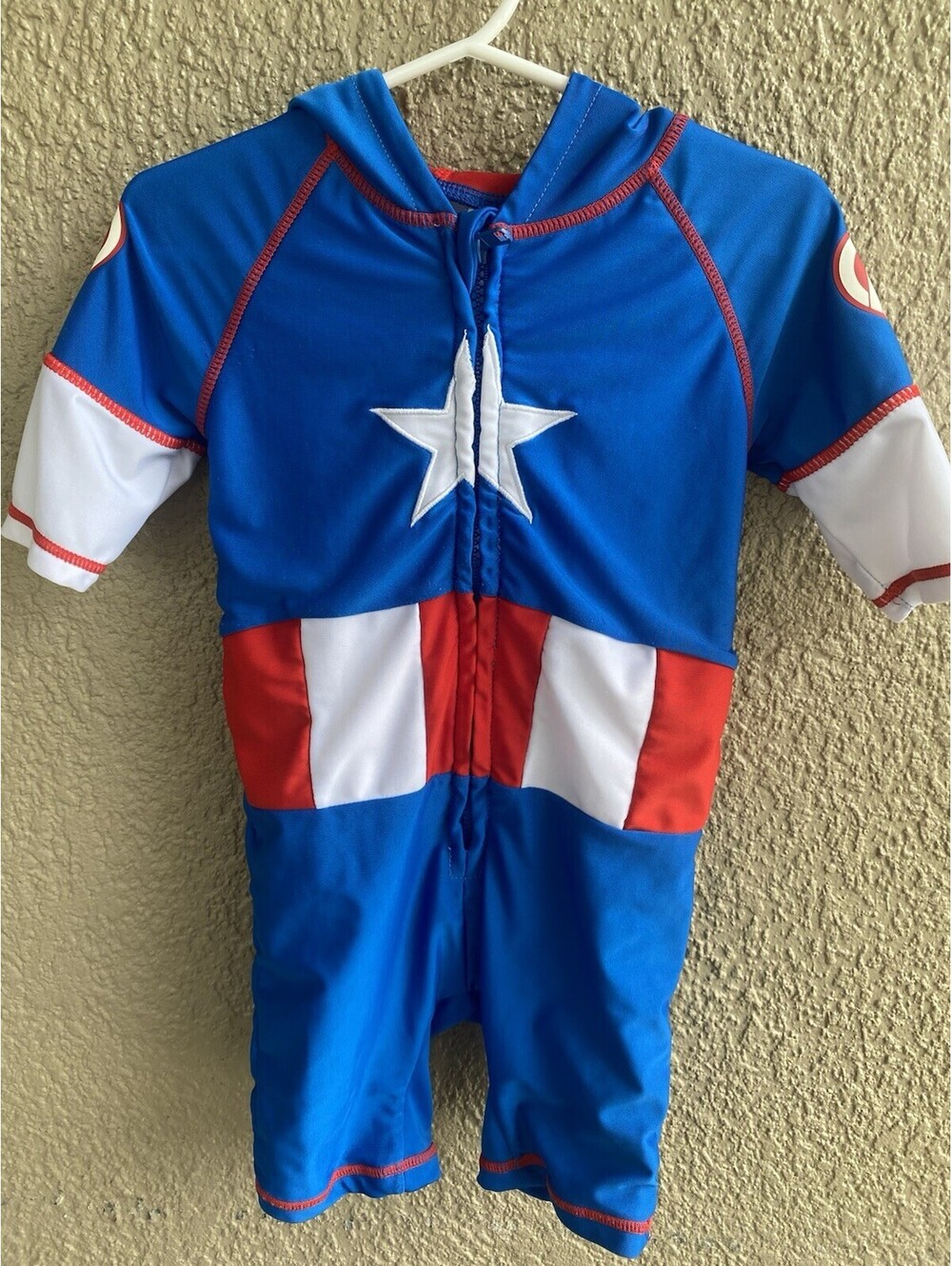 Disney Store Captain America Baby Boy Swimsuit Romper Rash Guard Size 4T